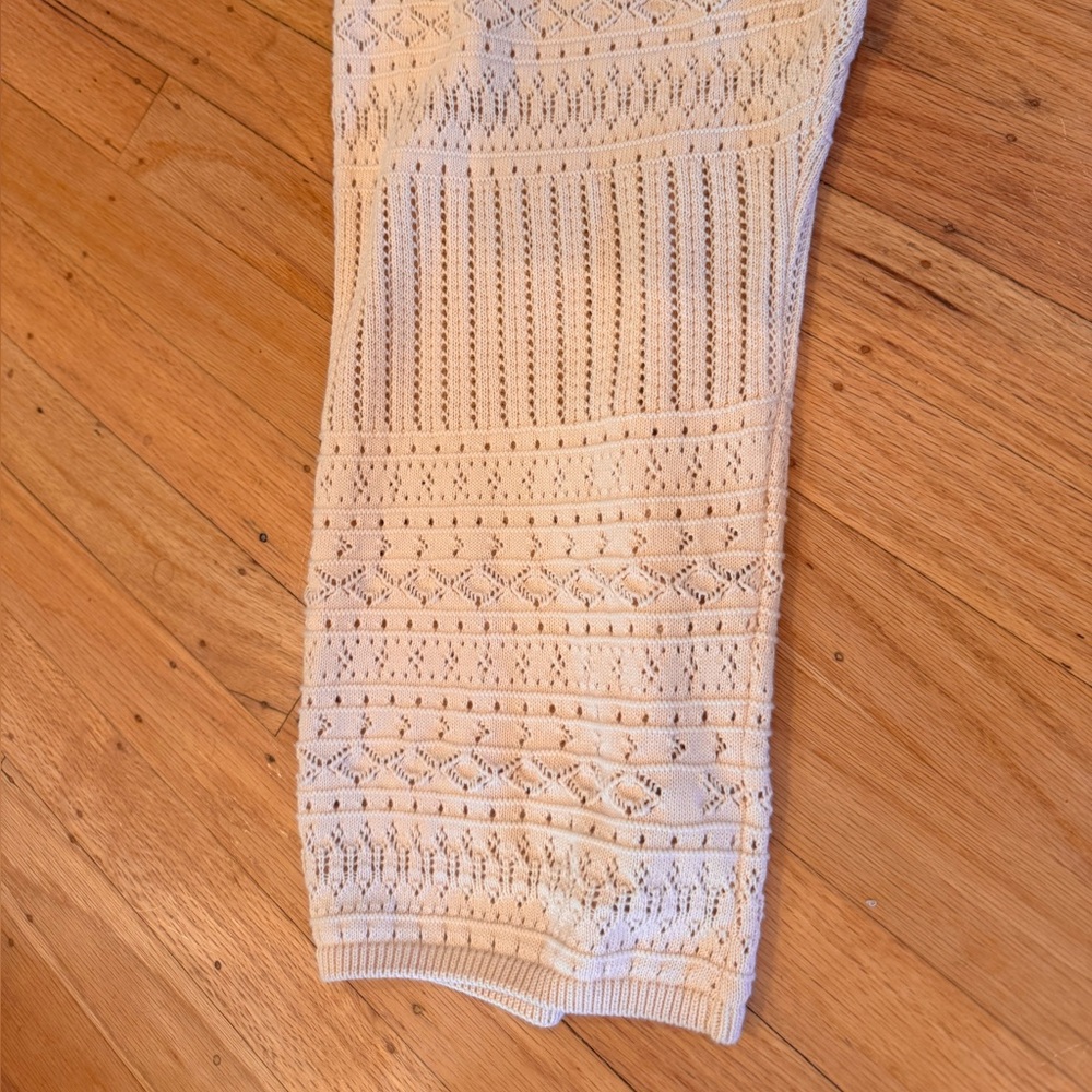 Sezane Cream Openwork Cropped Crewneck Sweater - Picture 6 of 7